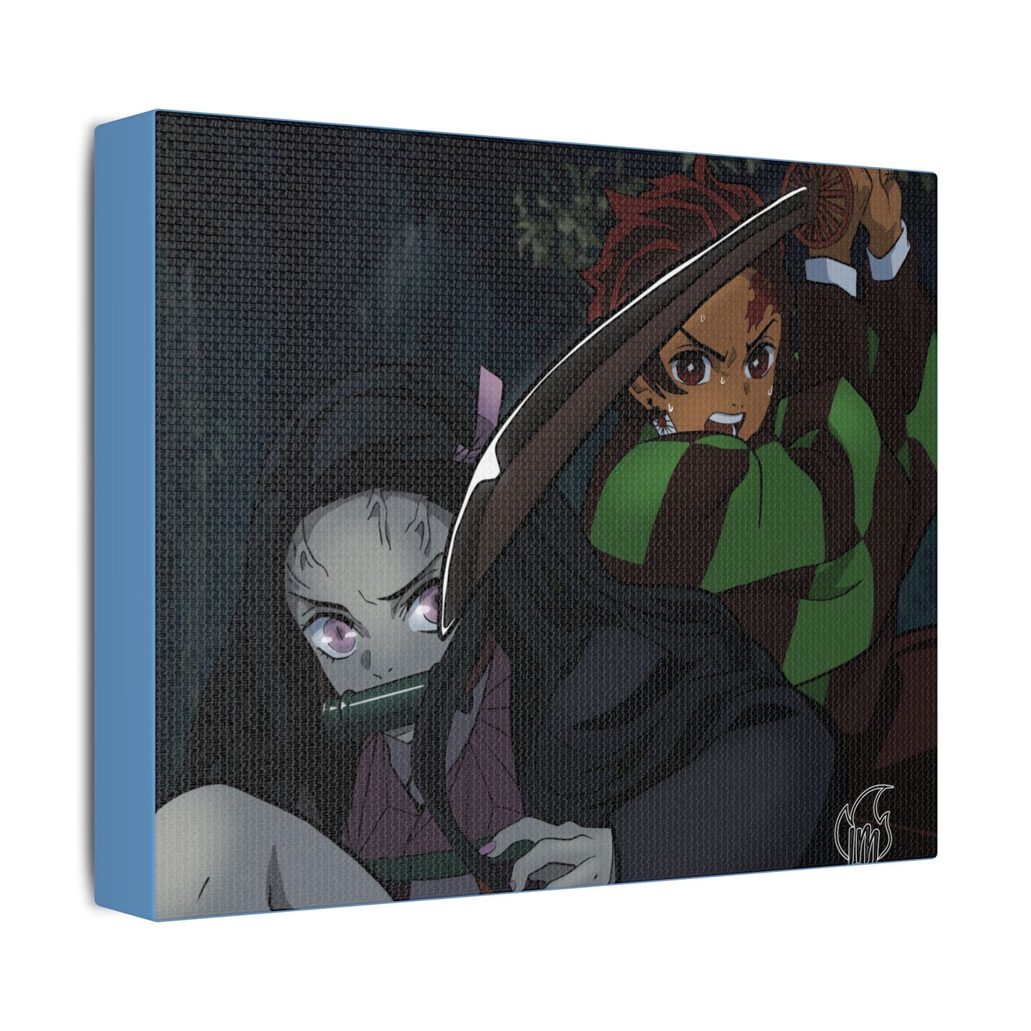 Anime Print, Tanjiro & Nezuko Demon Slayer Satin Canvas, Stretched