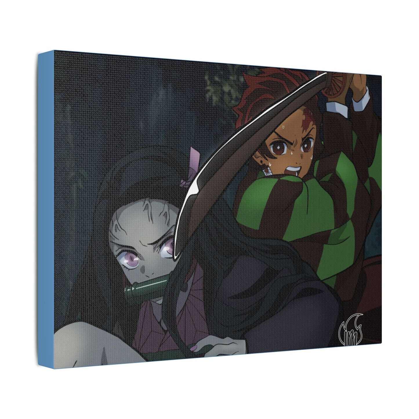 Anime Print, Tanjiro & Nezuko Demon Slayer Satin Canvas, Stretched