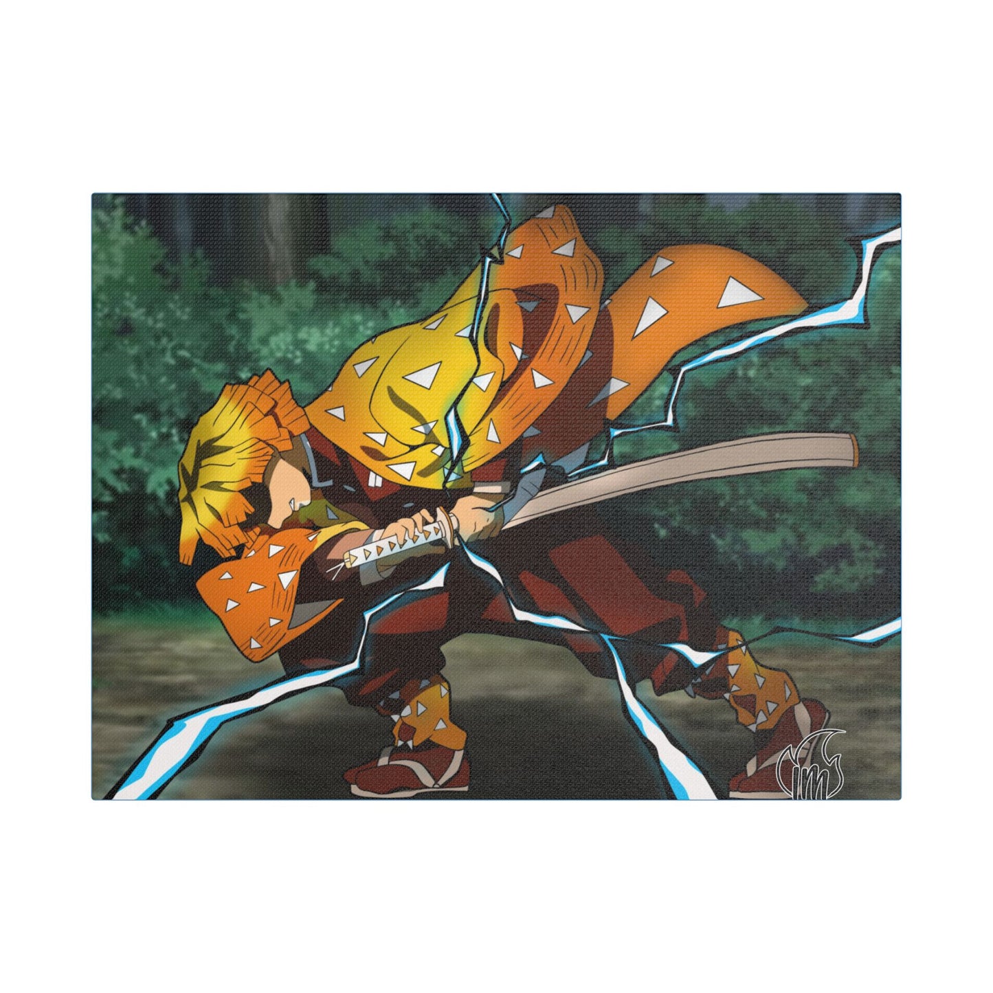 Anime Print, Demon Slayer Zenitsu Agatsuma Satin Canvas, Stretched