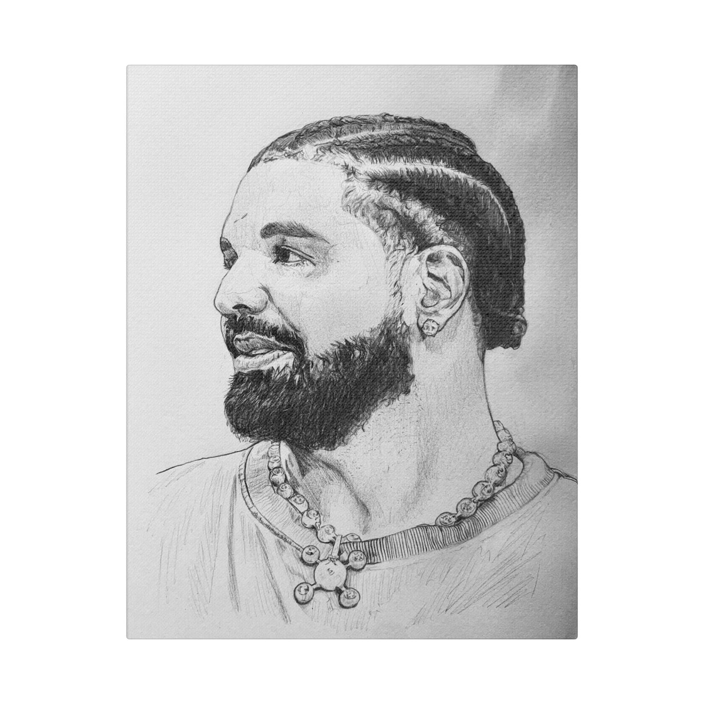 Drake (Aubrey Graham) Portrait on Satin Canvas, Stretched