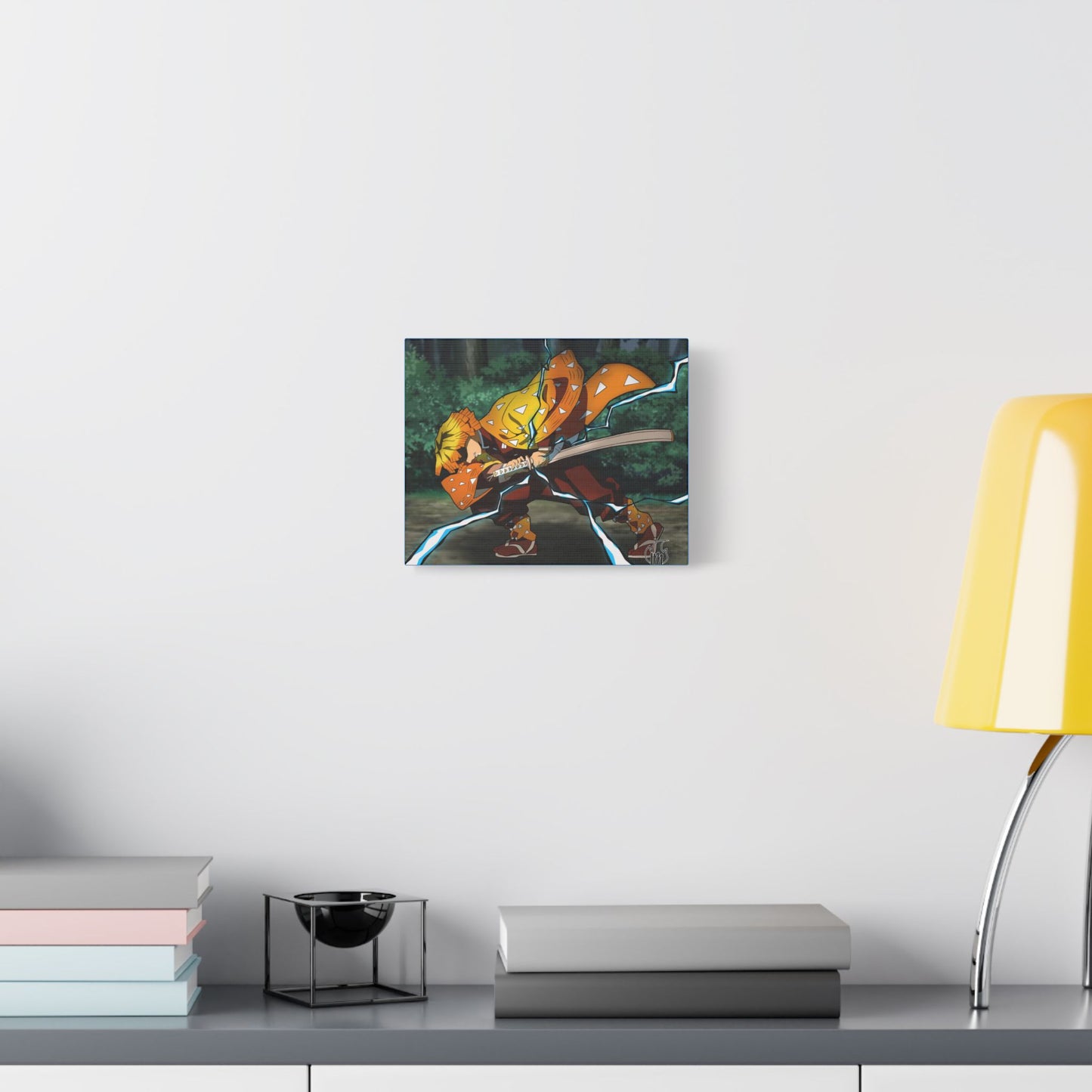 Anime Print, Demon Slayer Zenitsu Agatsuma Satin Canvas, Stretched