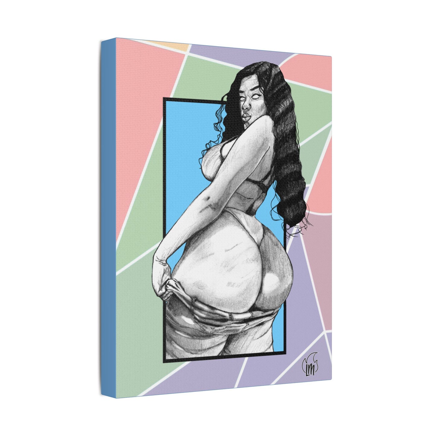 Double Cheeked on Satin Canvas, Stretched