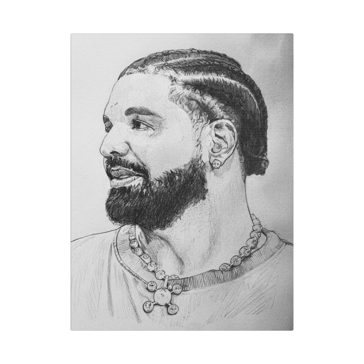 Drake (Aubrey Graham) Portrait on Satin Canvas, Stretched