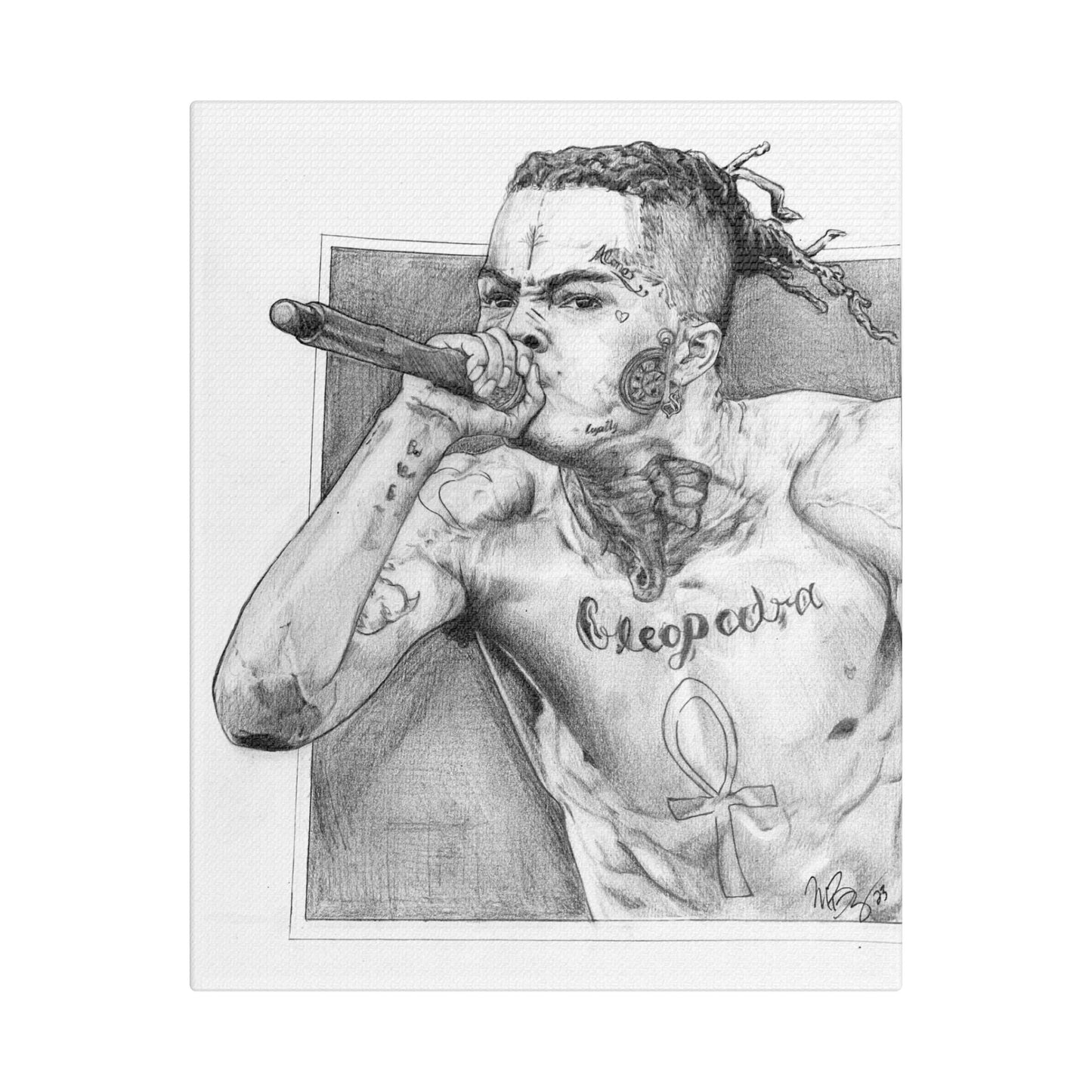 XXX TENTACION (Jahseh Onfroy) Portrait on Satin Canvas, Stretched