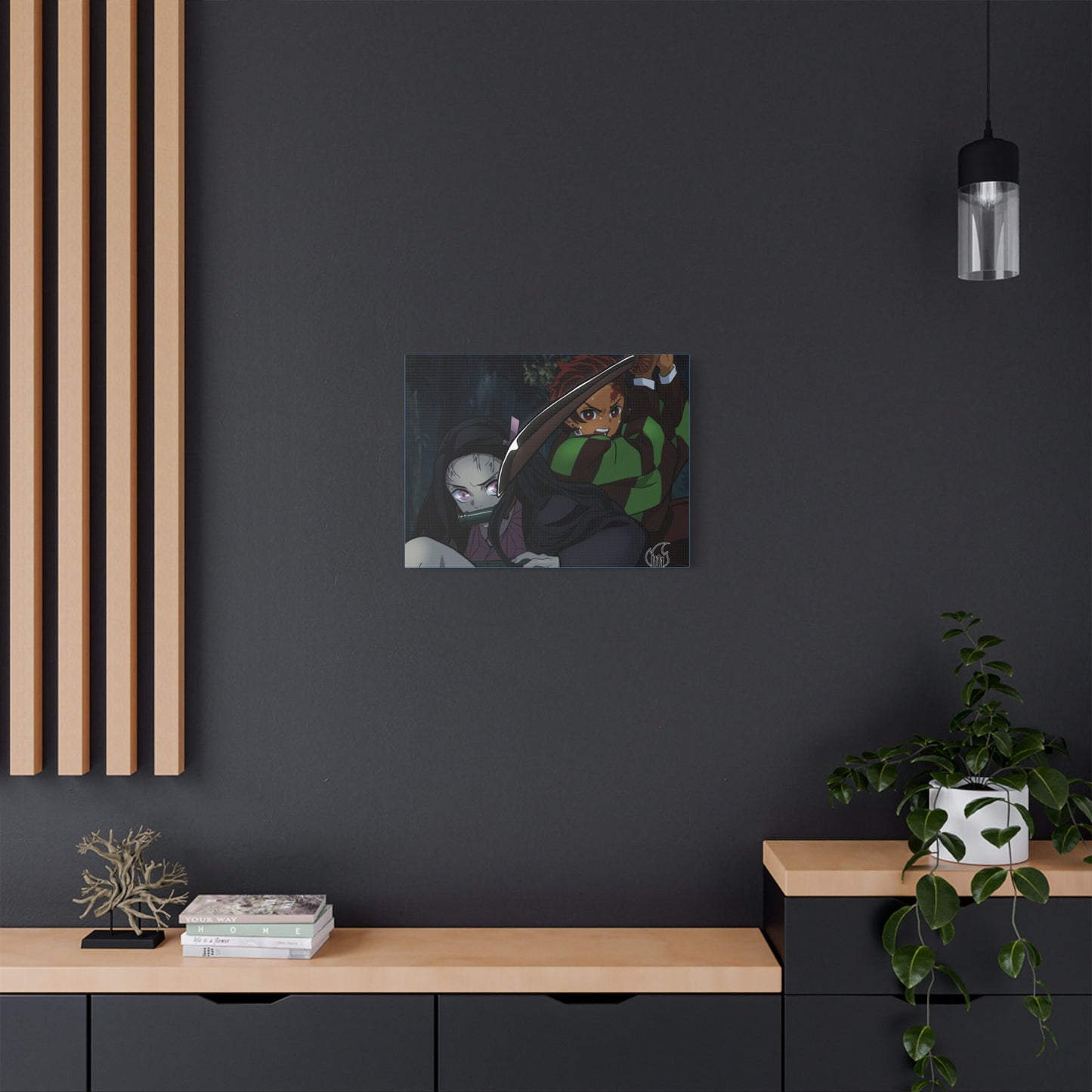 Anime Print, Tanjiro & Nezuko Demon Slayer Satin Canvas, Stretched