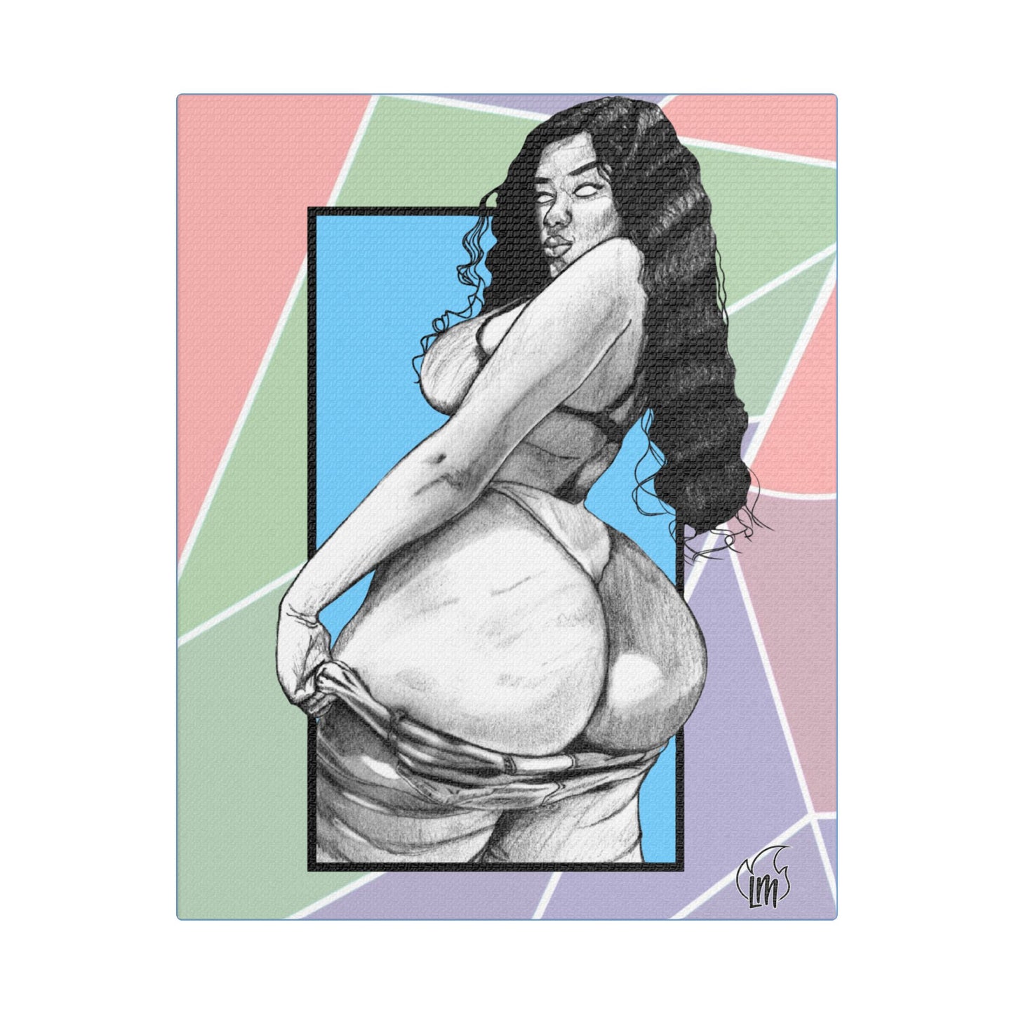 Double Cheeked on Satin Canvas, Stretched