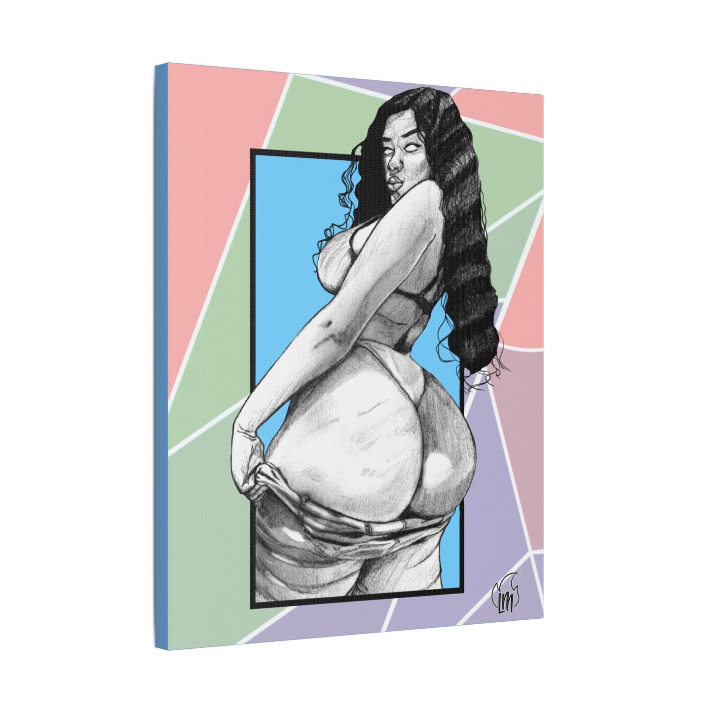 Double Cheeked on Satin Canvas, Stretched