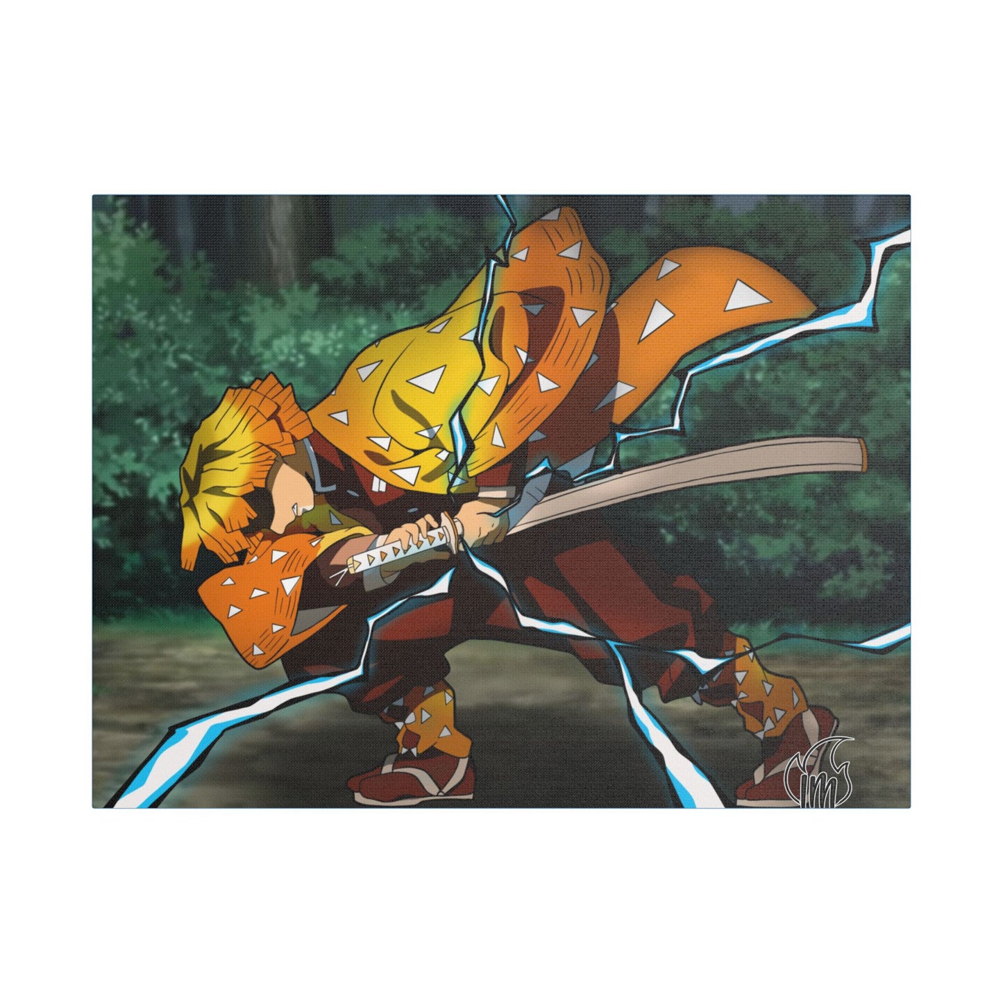 Anime Print, Demon Slayer Zenitsu Agatsuma Satin Canvas, Stretched