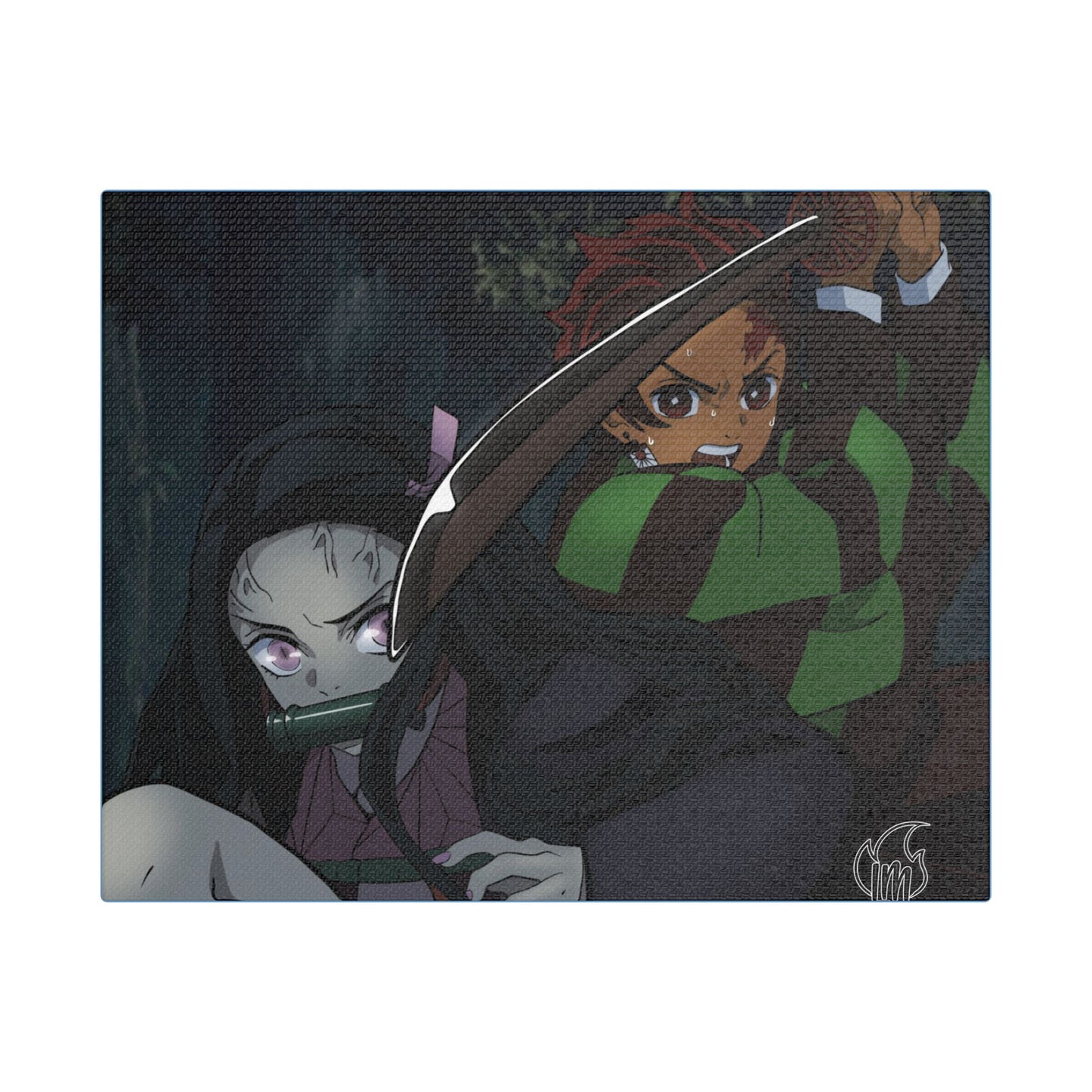 Anime Print, Tanjiro & Nezuko Demon Slayer Satin Canvas, Stretched