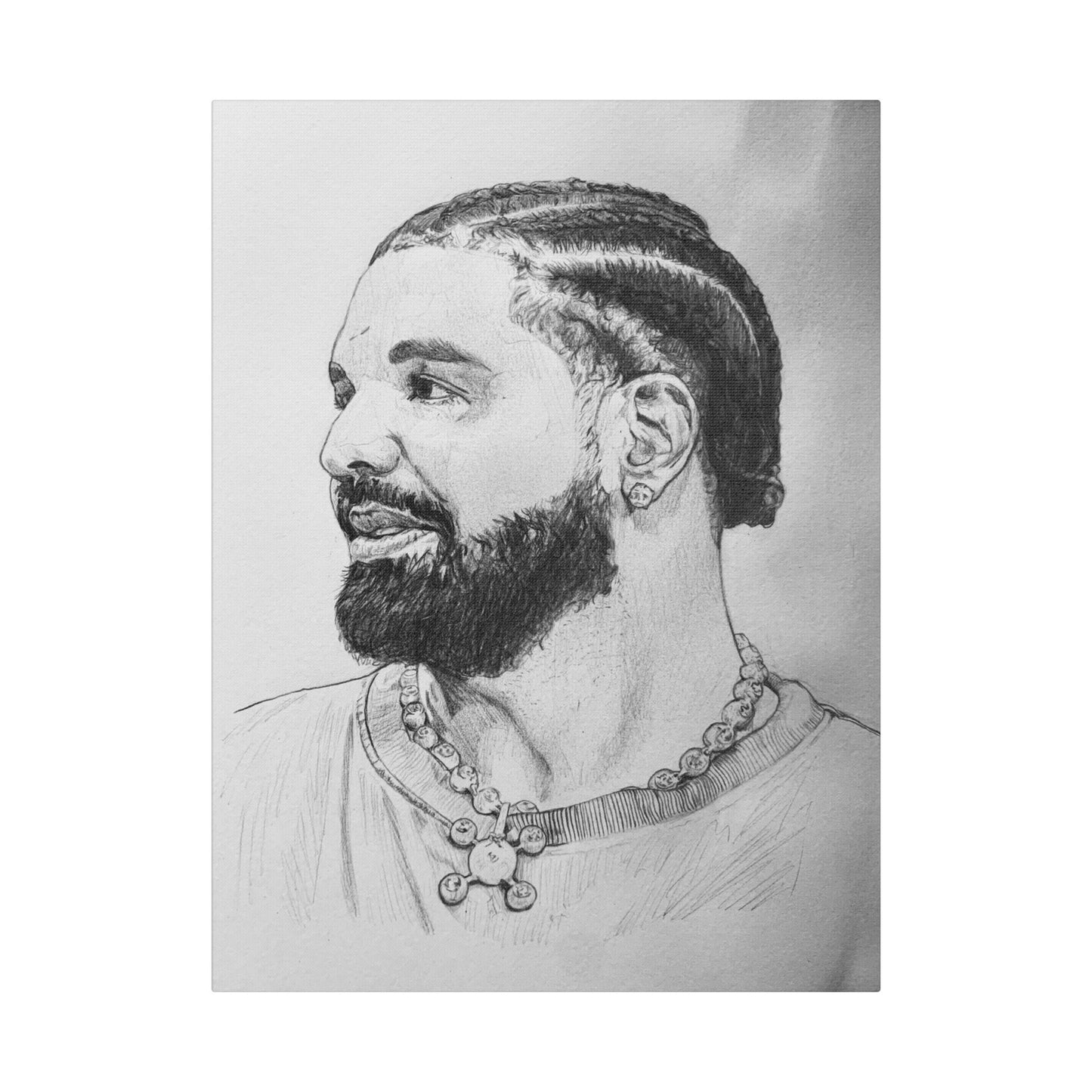 Drake (Aubrey Graham) Portrait on Satin Canvas, Stretched