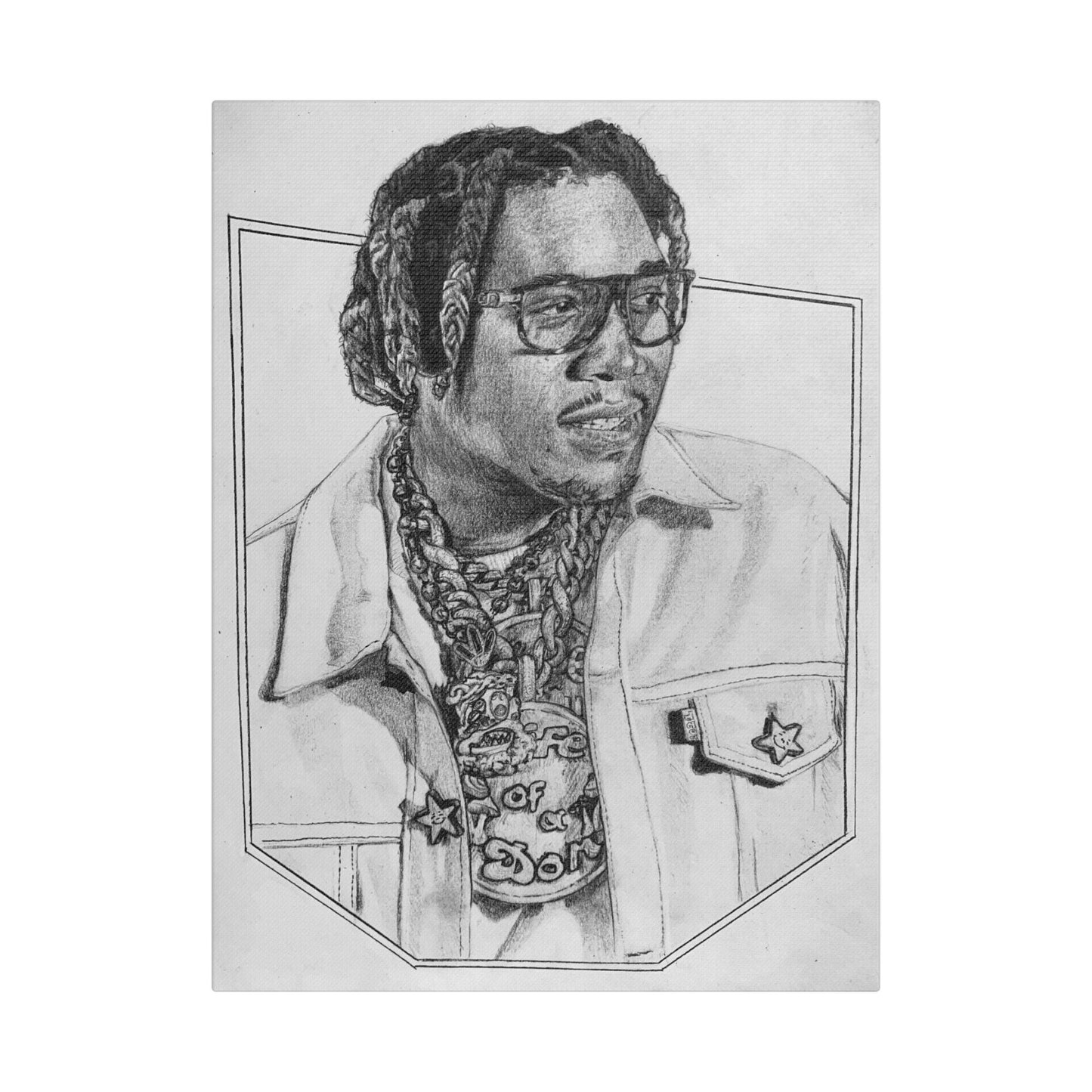 Don Toliver Portrait on Satin Canvas, Stretched