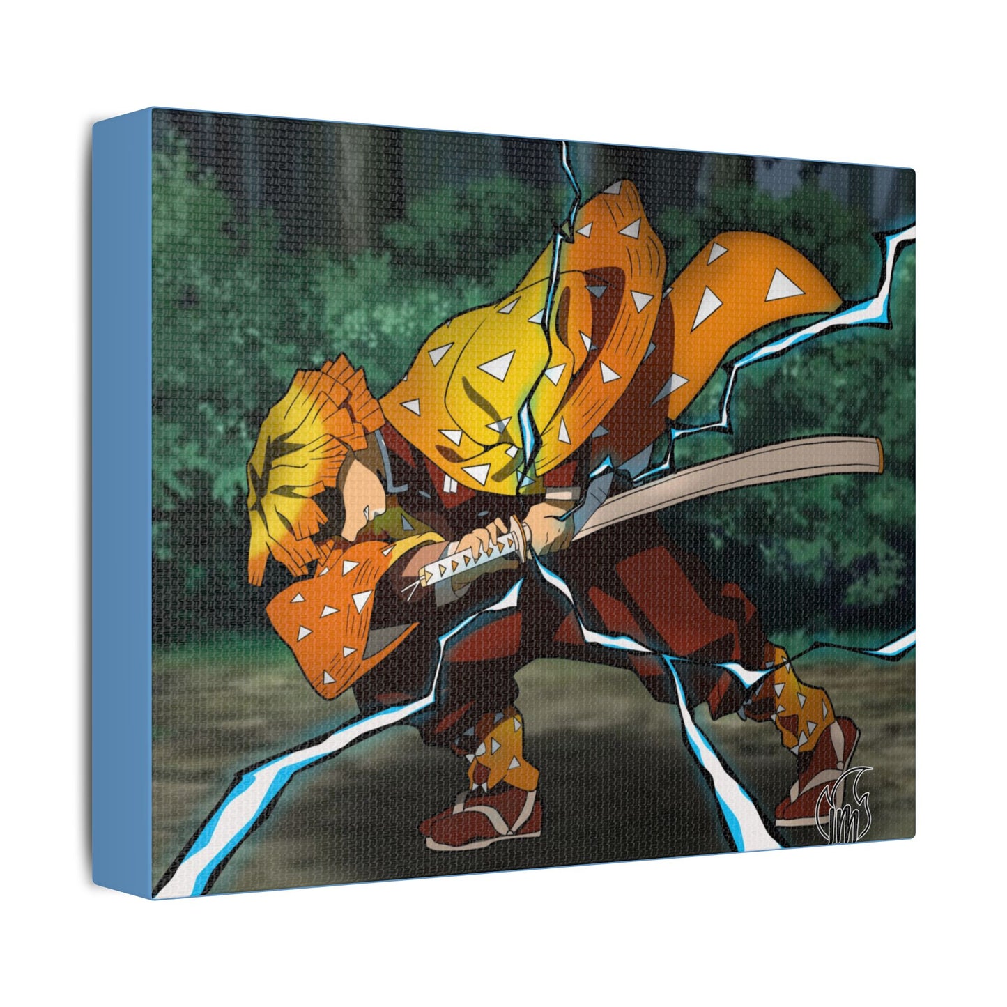 Anime Print, Demon Slayer Zenitsu Agatsuma Satin Canvas, Stretched