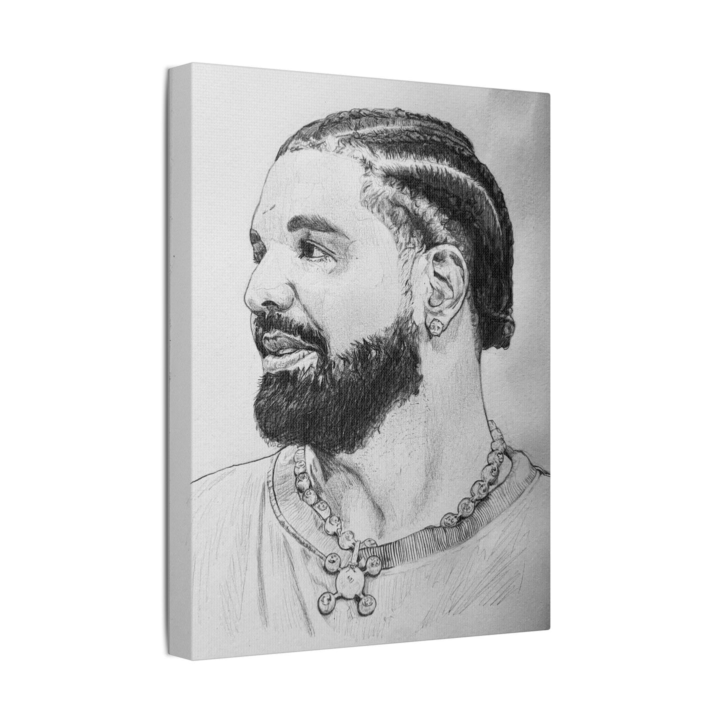 Drake (Aubrey Graham) Portrait on Satin Canvas, Stretched