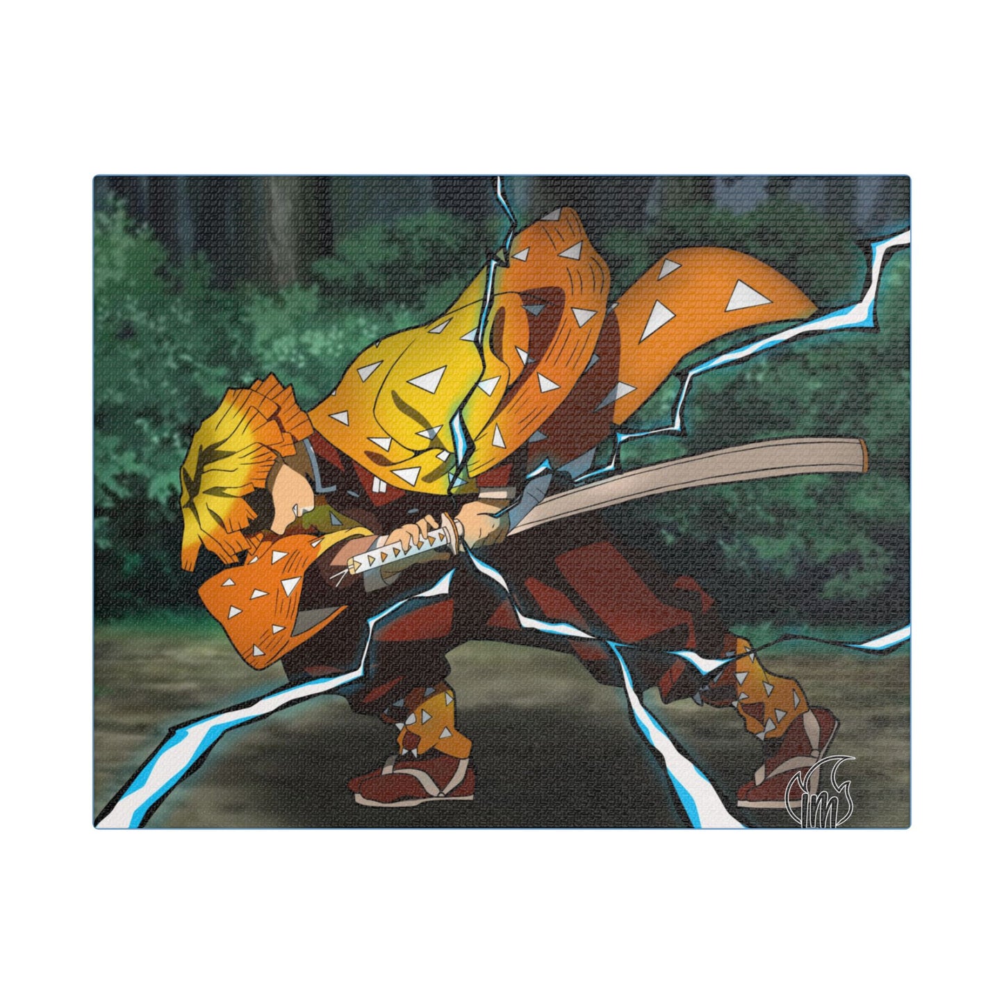 Anime Print, Demon Slayer Zenitsu Agatsuma Satin Canvas, Stretched