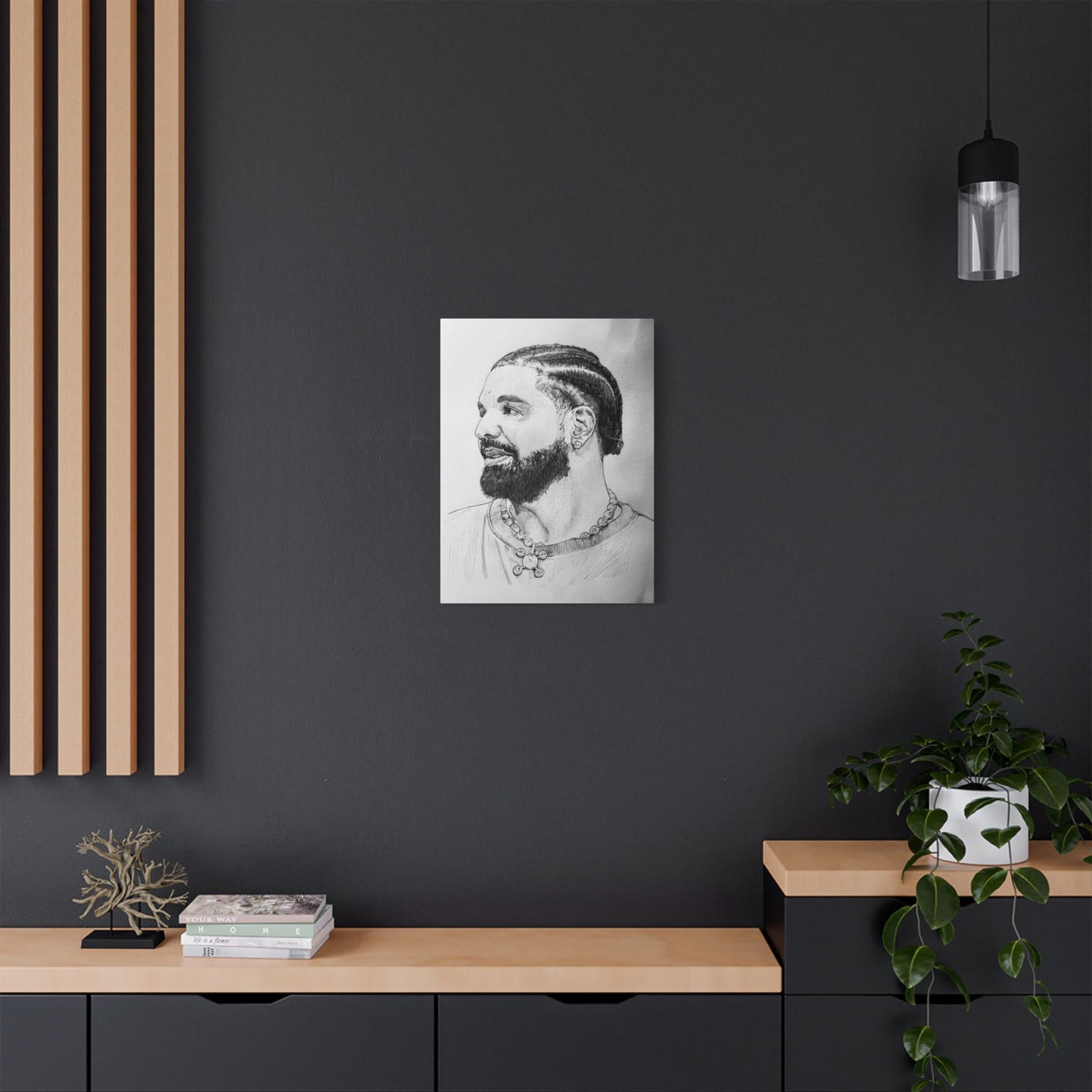 Drake (Aubrey Graham) Portrait on Satin Canvas, Stretched
