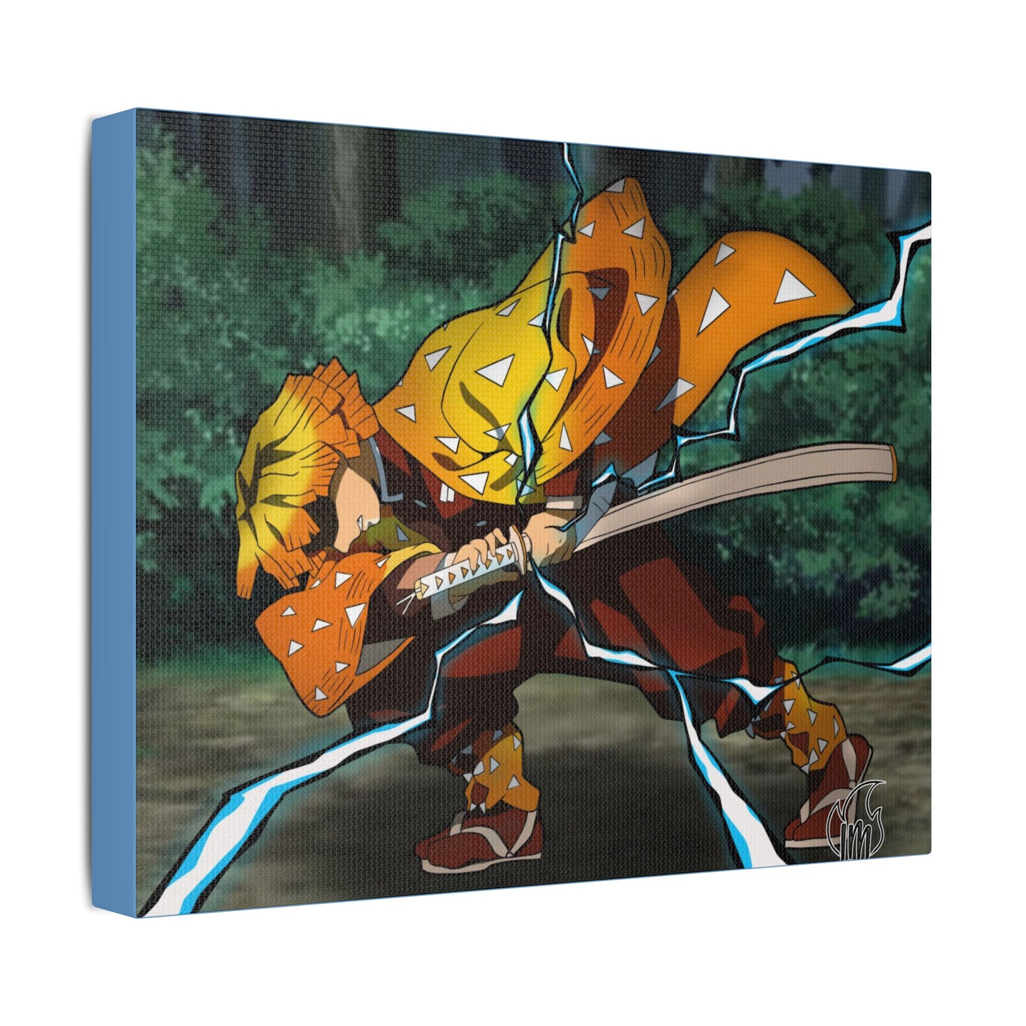 Anime Print, Demon Slayer Zenitsu Agatsuma Satin Canvas, Stretched
