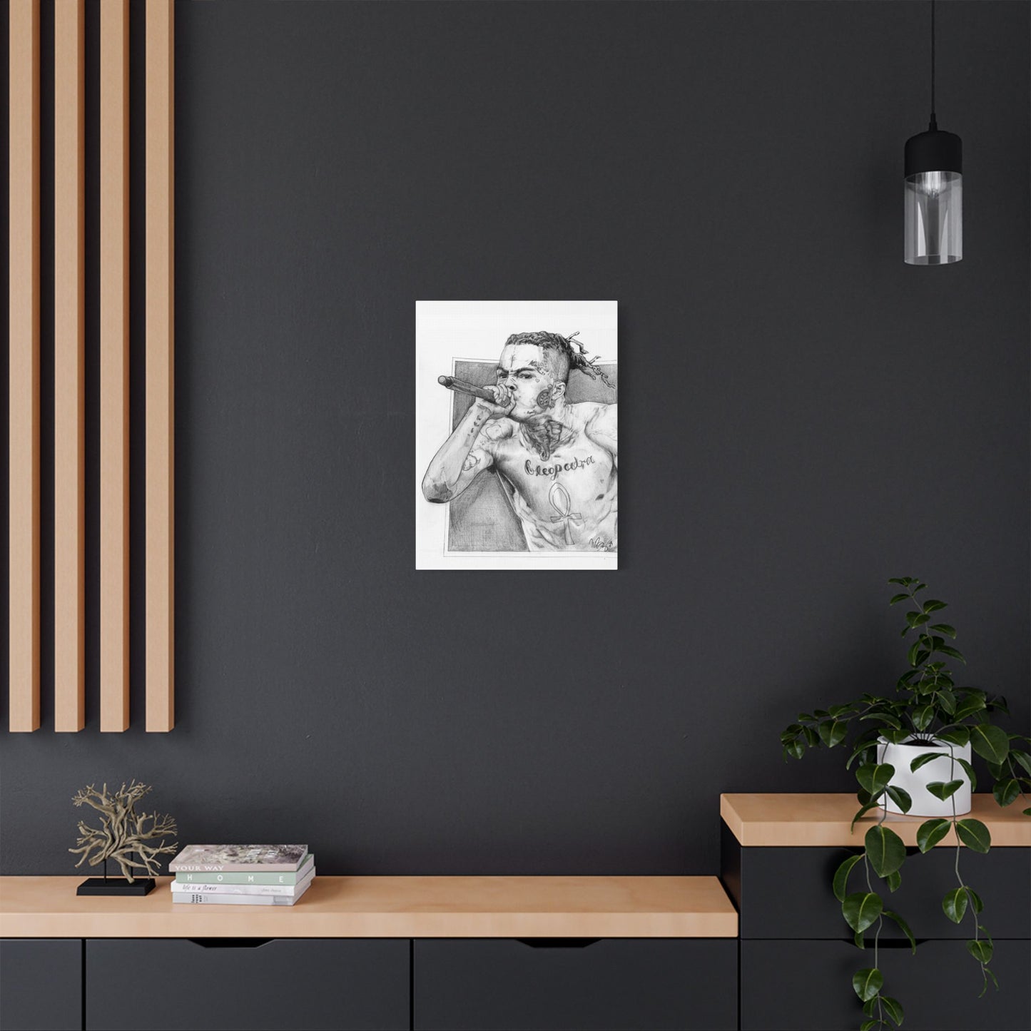 XXX TENTACION (Jahseh Onfroy) Portrait on Satin Canvas, Stretched