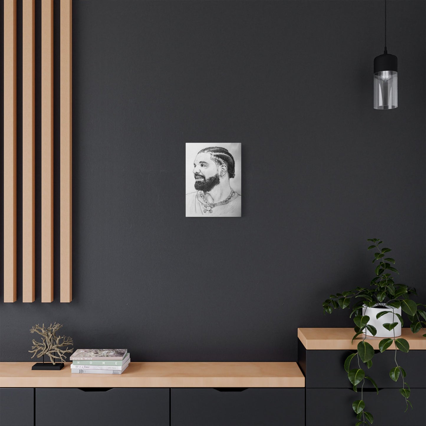 Drake (Aubrey Graham) Portrait on Satin Canvas, Stretched
