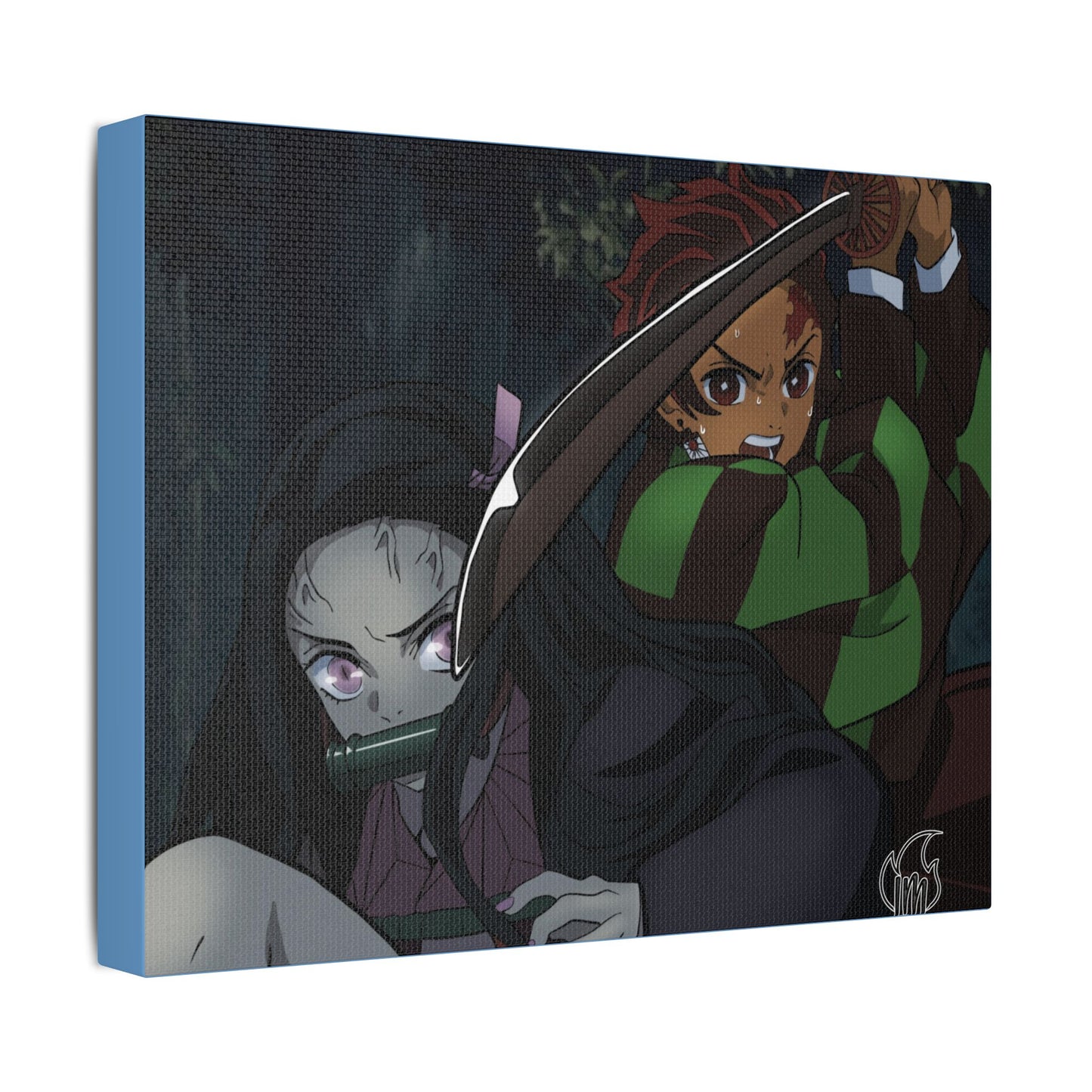 Anime Print, Tanjiro & Nezuko Demon Slayer Satin Canvas, Stretched