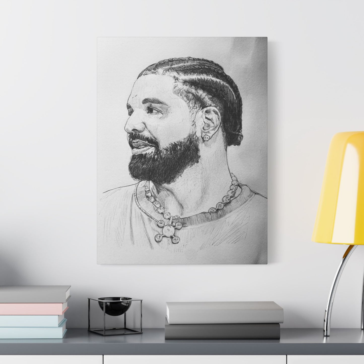 Drake (Aubrey Graham) Portrait on Satin Canvas, Stretched