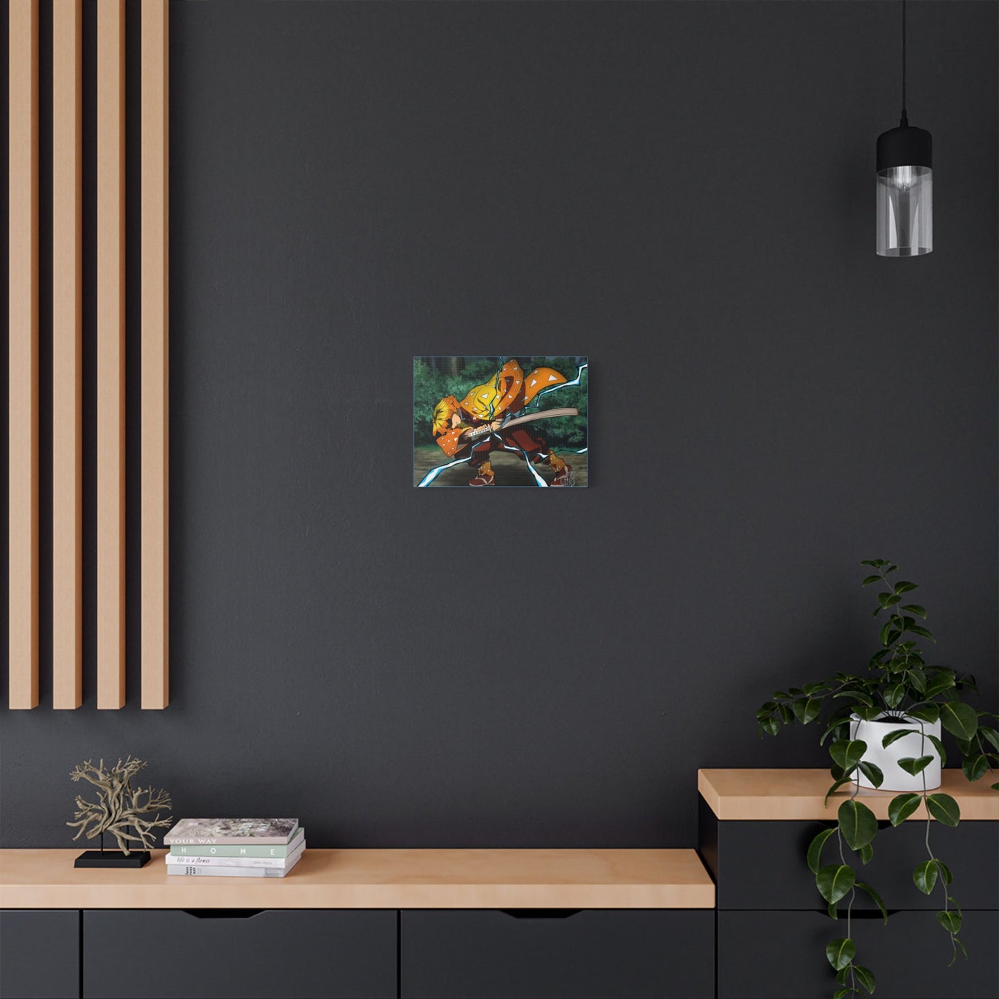 Anime Print, Demon Slayer Zenitsu Agatsuma Satin Canvas, Stretched