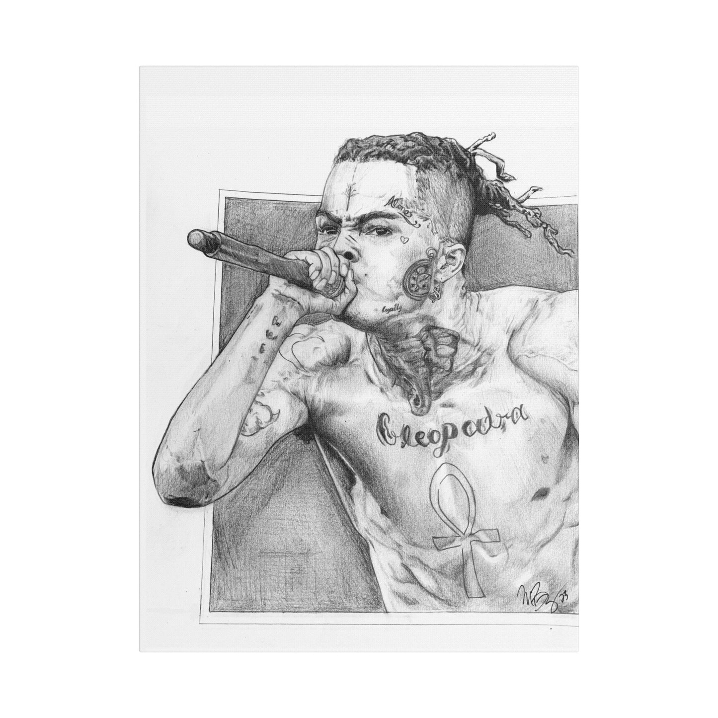 XXX TENTACION (Jahseh Onfroy) Portrait on Satin Canvas, Stretched