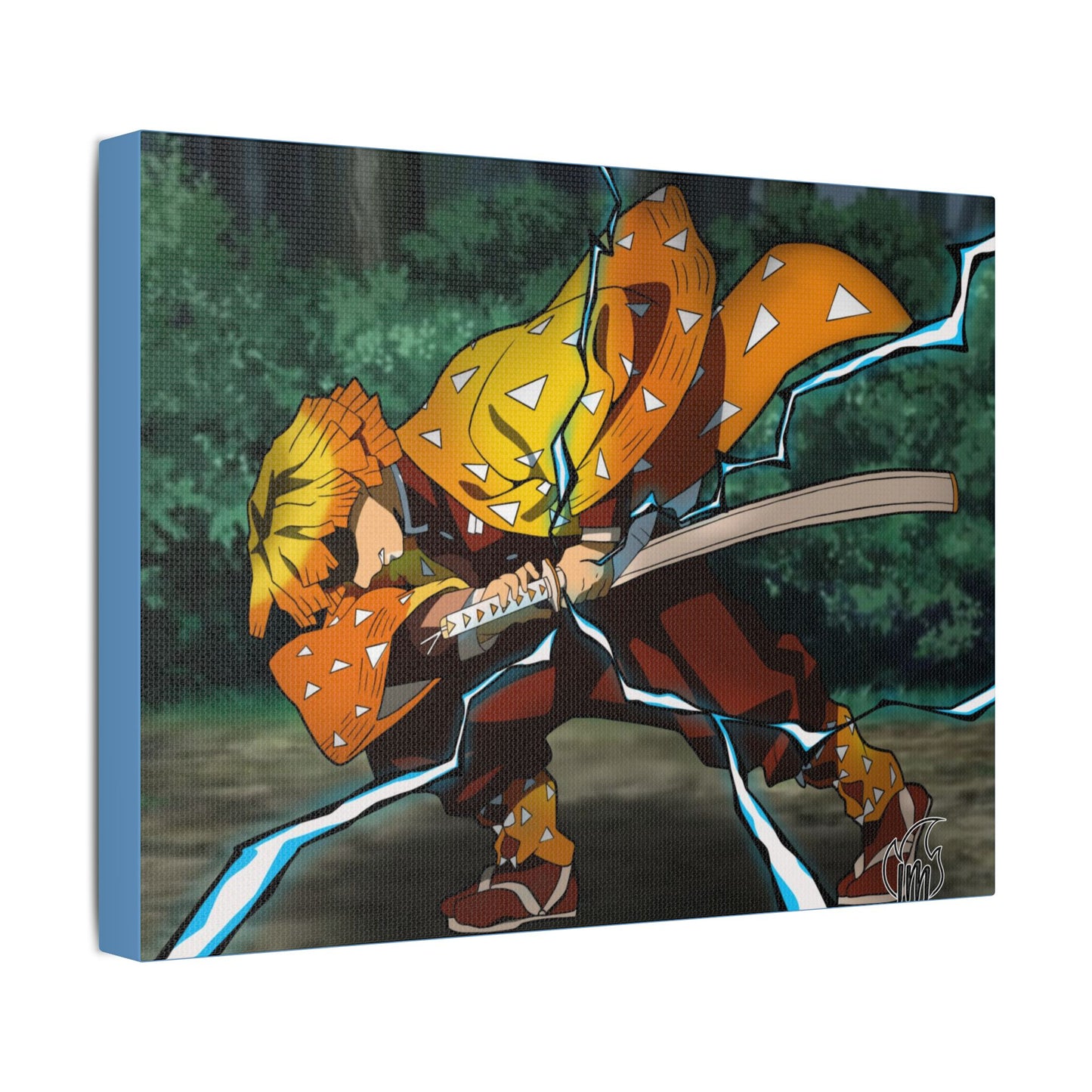 Anime Print, Demon Slayer Zenitsu Agatsuma Satin Canvas, Stretched