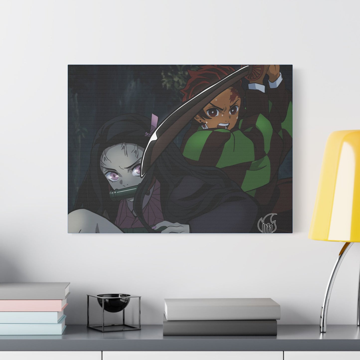 Anime Print, Tanjiro & Nezuko Demon Slayer Satin Canvas, Stretched