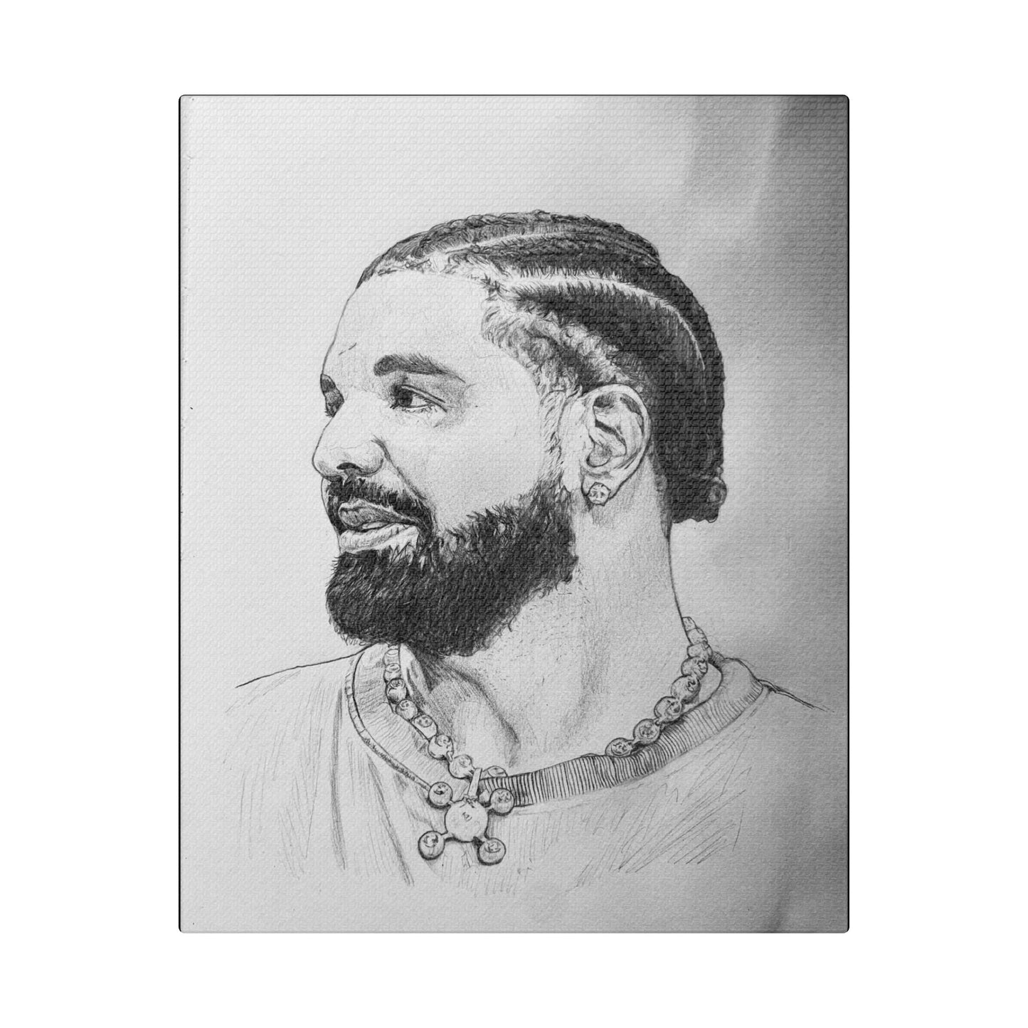 Drake (Aubrey Graham) Portrait on Satin Canvas, Stretched